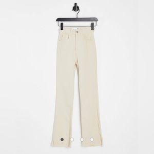 Stradivarius pants slim flare with split side in stone